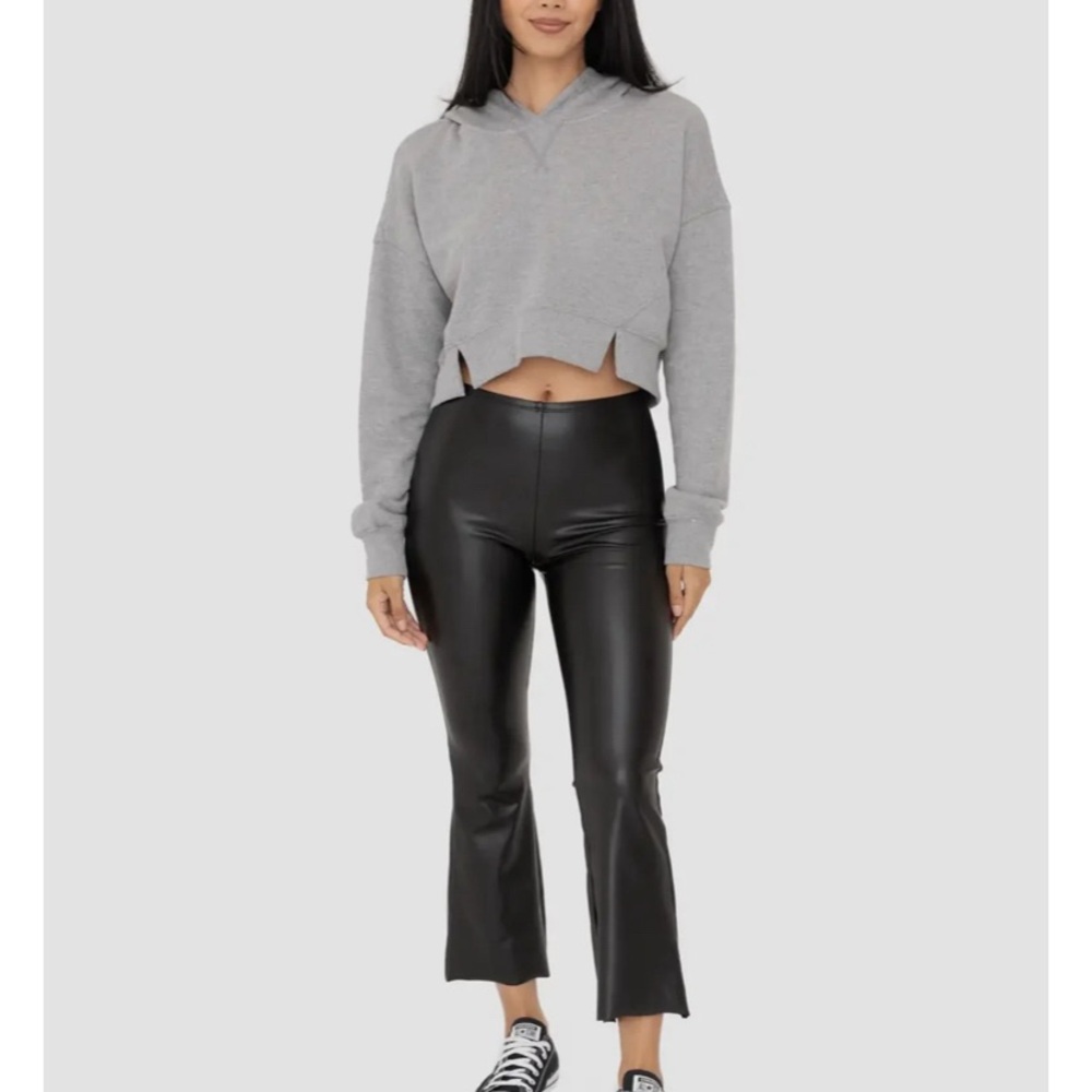 Mono B Cropped Flared Faux Leather Pants NWT MED